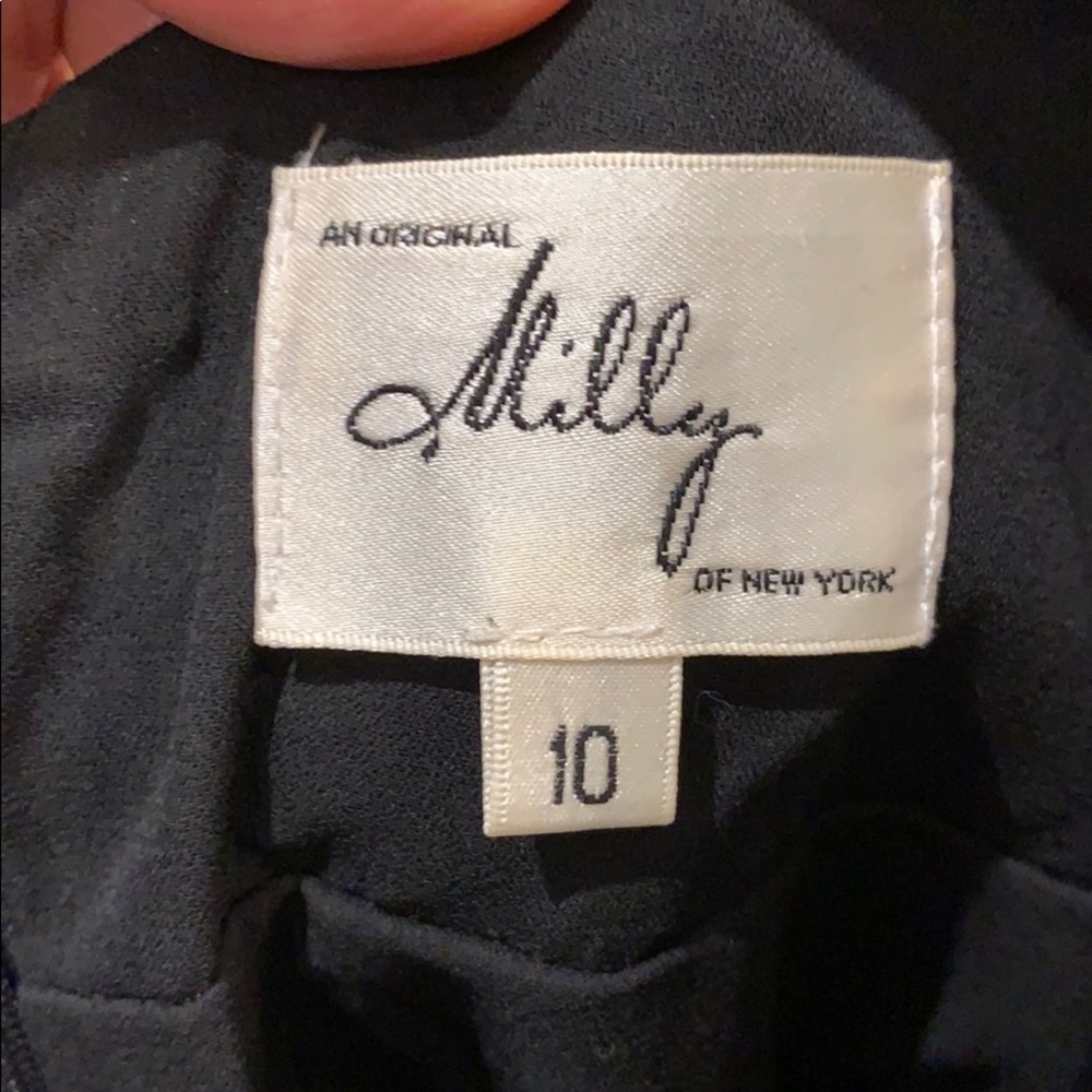 MILLY VNTG black/cream silk dress w/bow/cummerbund - Picture 6 of 8